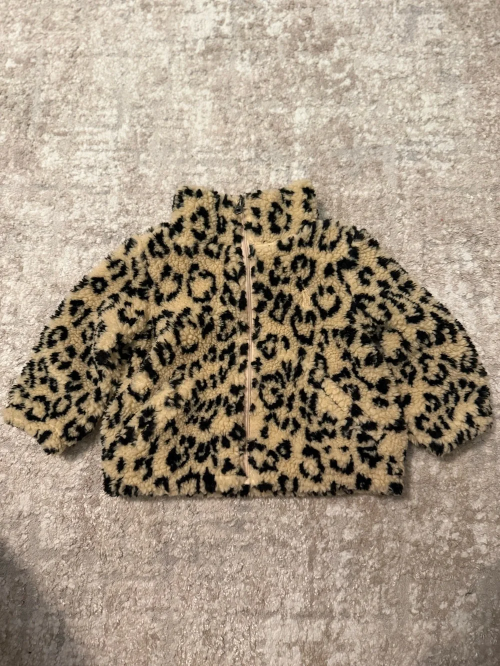 Ralph Lauren Kids Leopard Print Plush Zip Jacket - Beige & Black size 9M